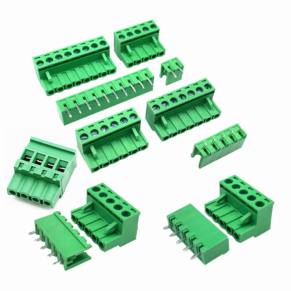 Green 5mm 5.08mm Pitch Male Female PCB Electrical Plug-In Pluggable ...